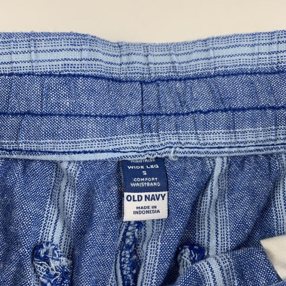 Old Navy Blue Multi Stripe Linen Blend Wide Leg Lounge Pant S - Picture 4 of 7